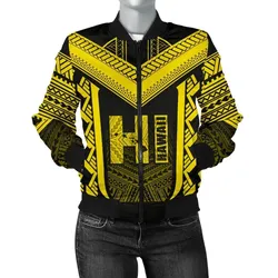 Hawaiian Kanaka Polynesian Womens Bomber Jacket Active Yellow
