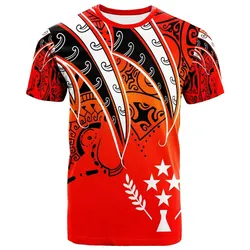 Kosrae T Shirt - Tropical Leaf Red Gradient Style