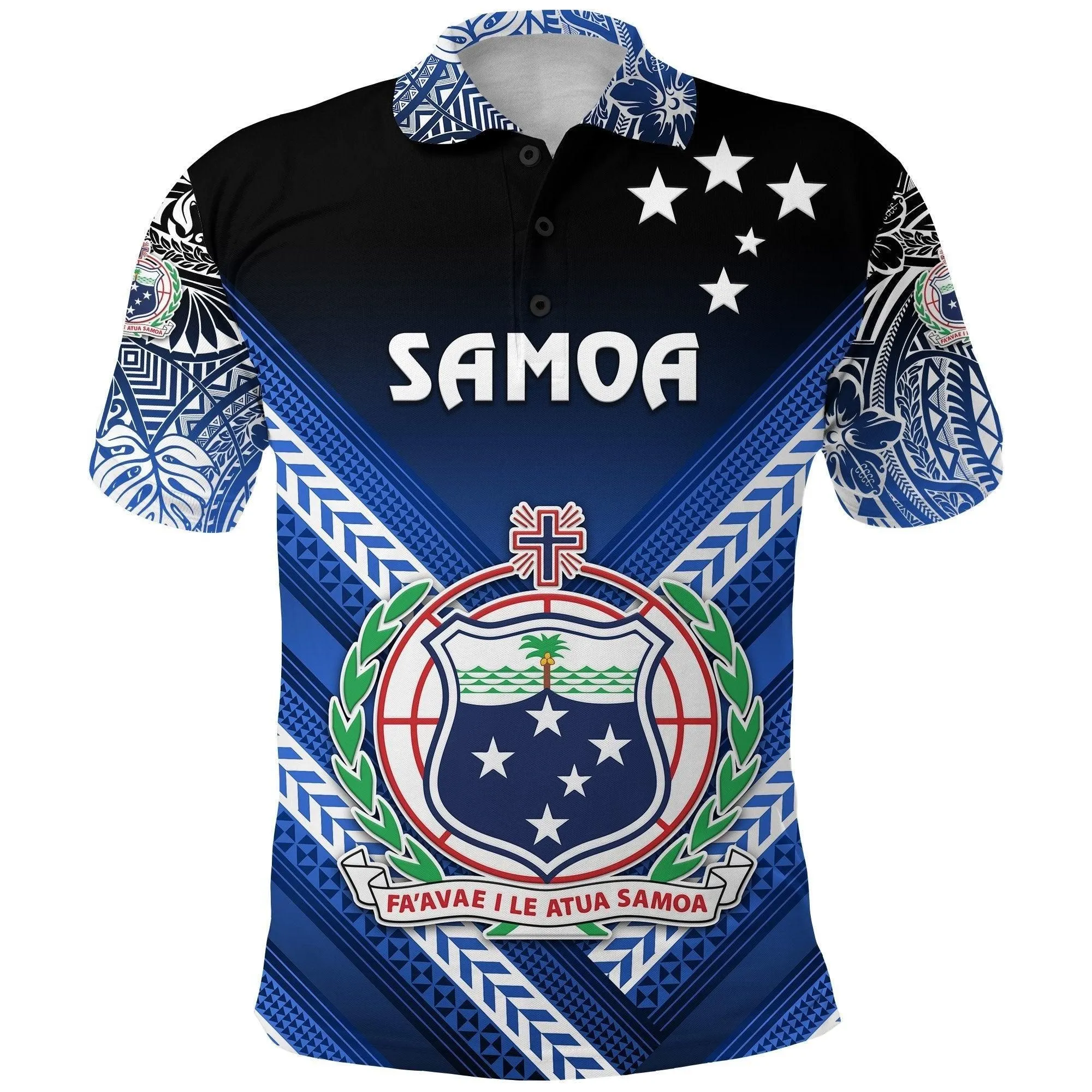 Manu Samoa Rugby Polo Shirt Creative Style - Blue