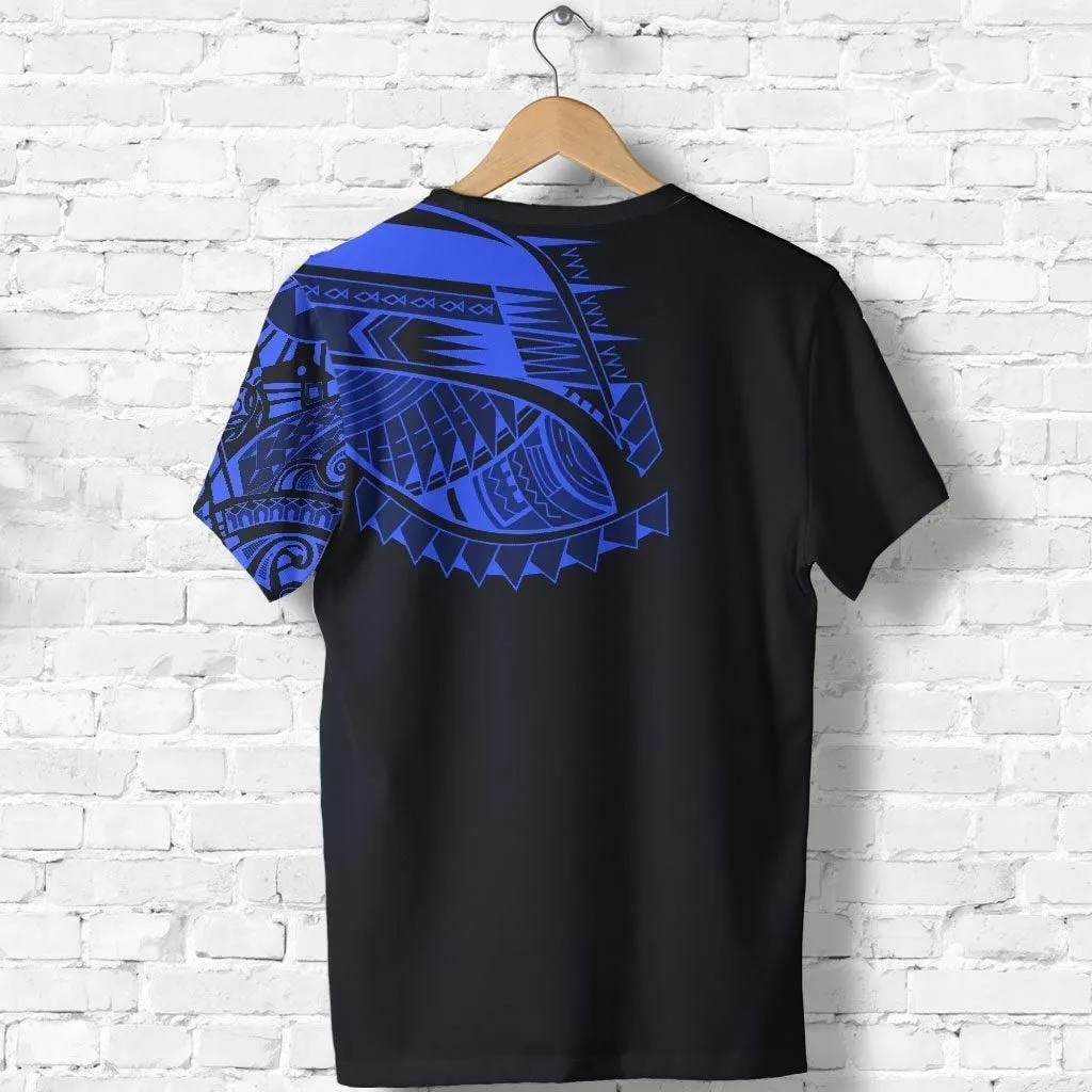 Polynesian T shirt - Polynesian Chest Tattoo Special Blue