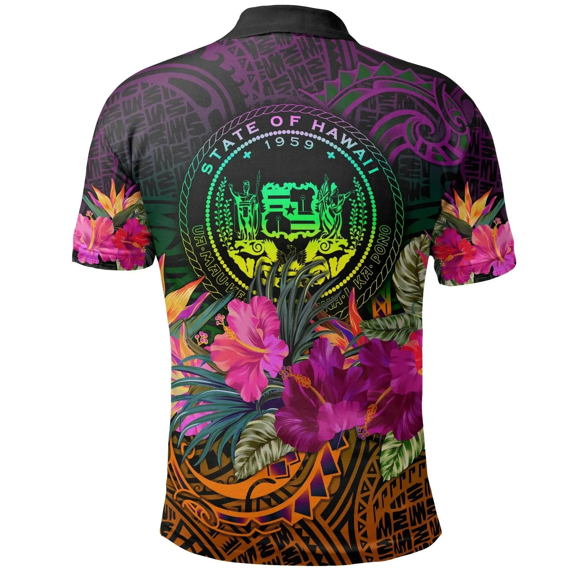 Alohawaii Shirt - Polo Shirt Polynesian Hawaii Summer Hibiscus - BN15