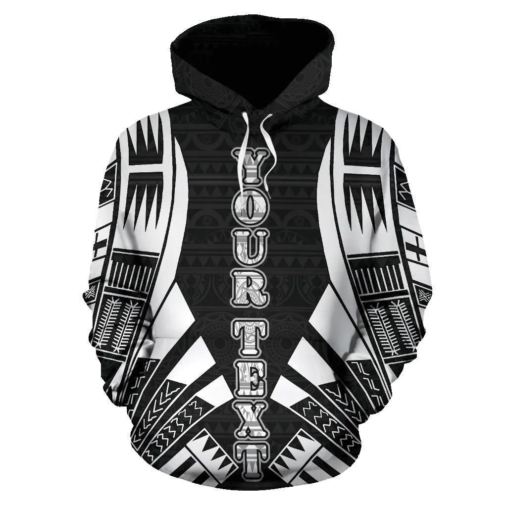 American Samoa All Over Custom Personalised Hoodie - Black Tattoo Style