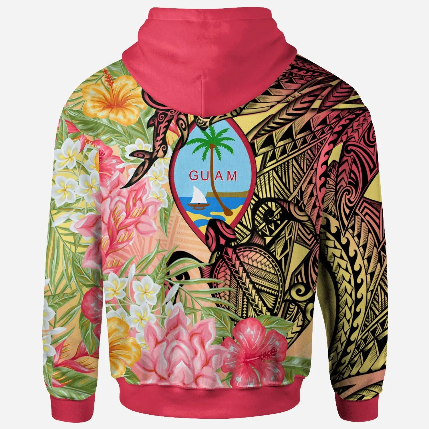 Guam Hoodie - Flowers Tropical With Sea Animals