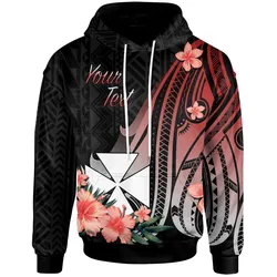 Wallis and Futuna Personalised Custom Hoodie - Red Polynesian Hibiscus Pattern Style