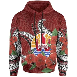 Alohawaii Clothing - Hoodie Tahiti Polynesian - Hibiscus Coat of Arm Red - BN11