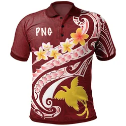 Papua New Guinea Polo Shirt - PNG Seal Polynesian Patterns Plumeria
