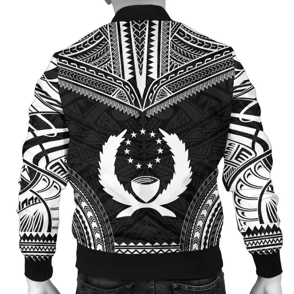 Pohnpei Polynesian Chief Mens Bomber Jacket - Black Version