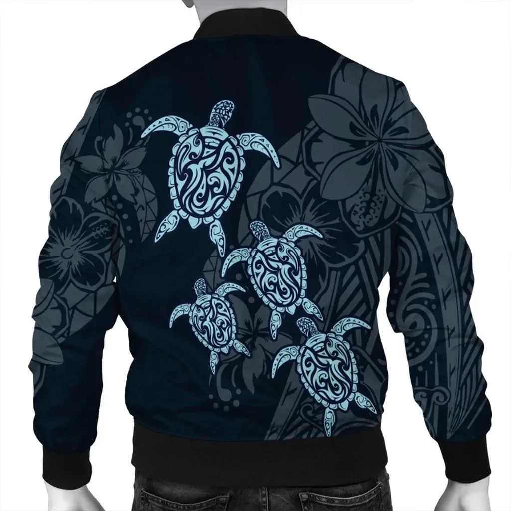 FamilyGater Jacket - Hawaiian Hibiscus Plumeria Sea Turtle Polynesian Bomber Jacket - AH - JR