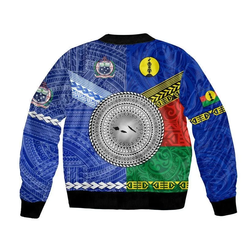 Samoa and Kanaky New Caledonia Bomber Jacket Together LT8