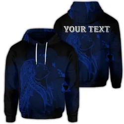 (Personalised) Hawaiian Map Heart Hula Girl Hibiscus Blue Polynesian Hoodie