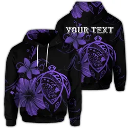(Personalised) Hawaiian Map Turtle Hibiscus Plumeria Polynesian Hoodie - Purple