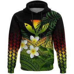 Kanaka Maoli (Hawaiian) Hoodie, Polynesian Plumeria Banana Leaves Reggae