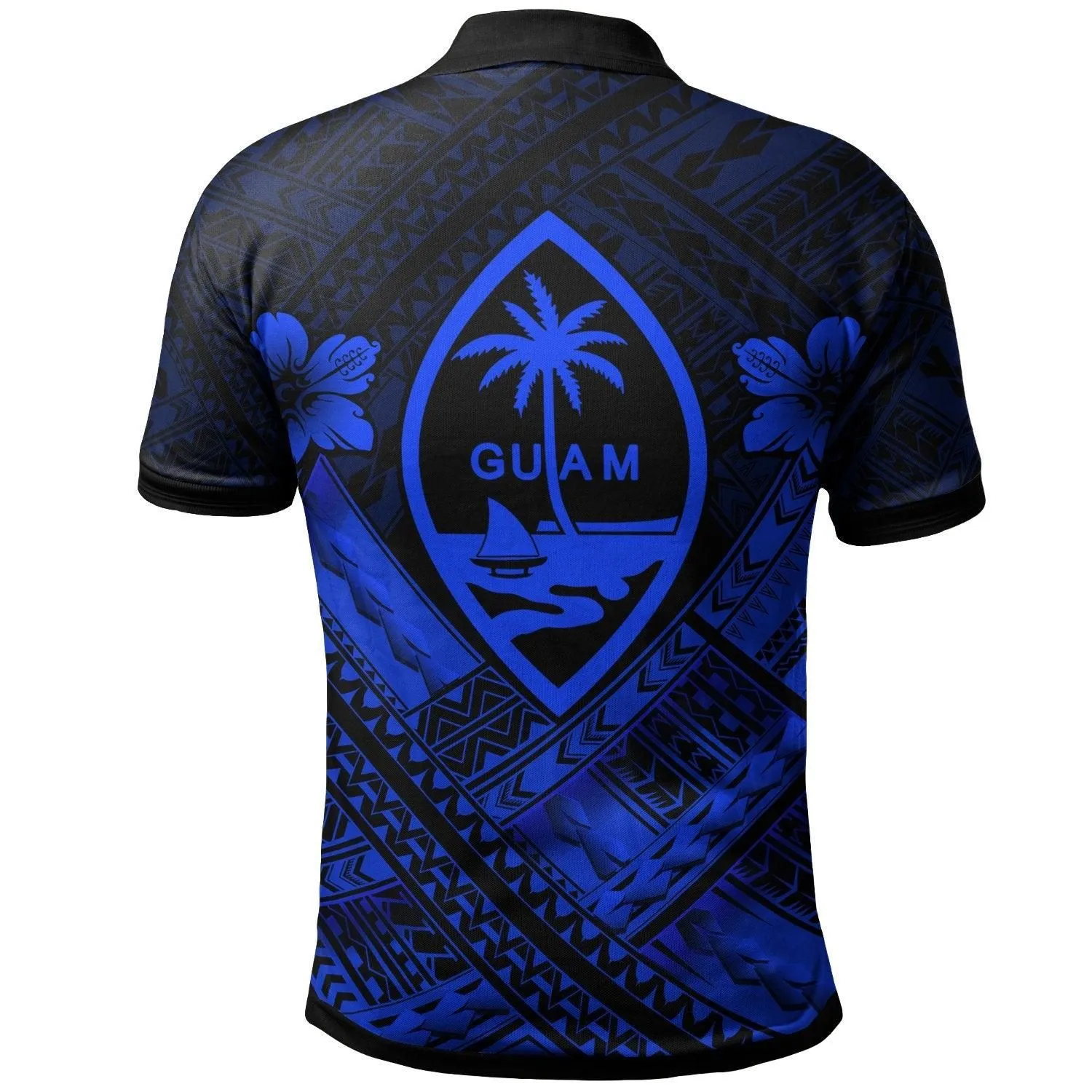 Guam Polynesian Custom Personalised Polo Shirt - Guam Blue Seal Camisole Hibiscus Style