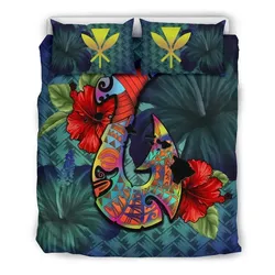 FamilyGater Bedding Set - Cover and Pillow Cases Kanaka Maoli (Hawaiian) -Polynesian Fish Hook Hibiscus A24