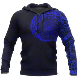 American Samoa Hoodie - American Samoa Seal Polynesian Tattoo Style Blue