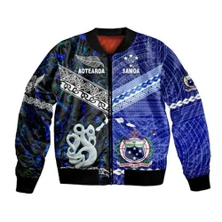 Samoa and New Zealand Bomber Jacket Together Blue LT8