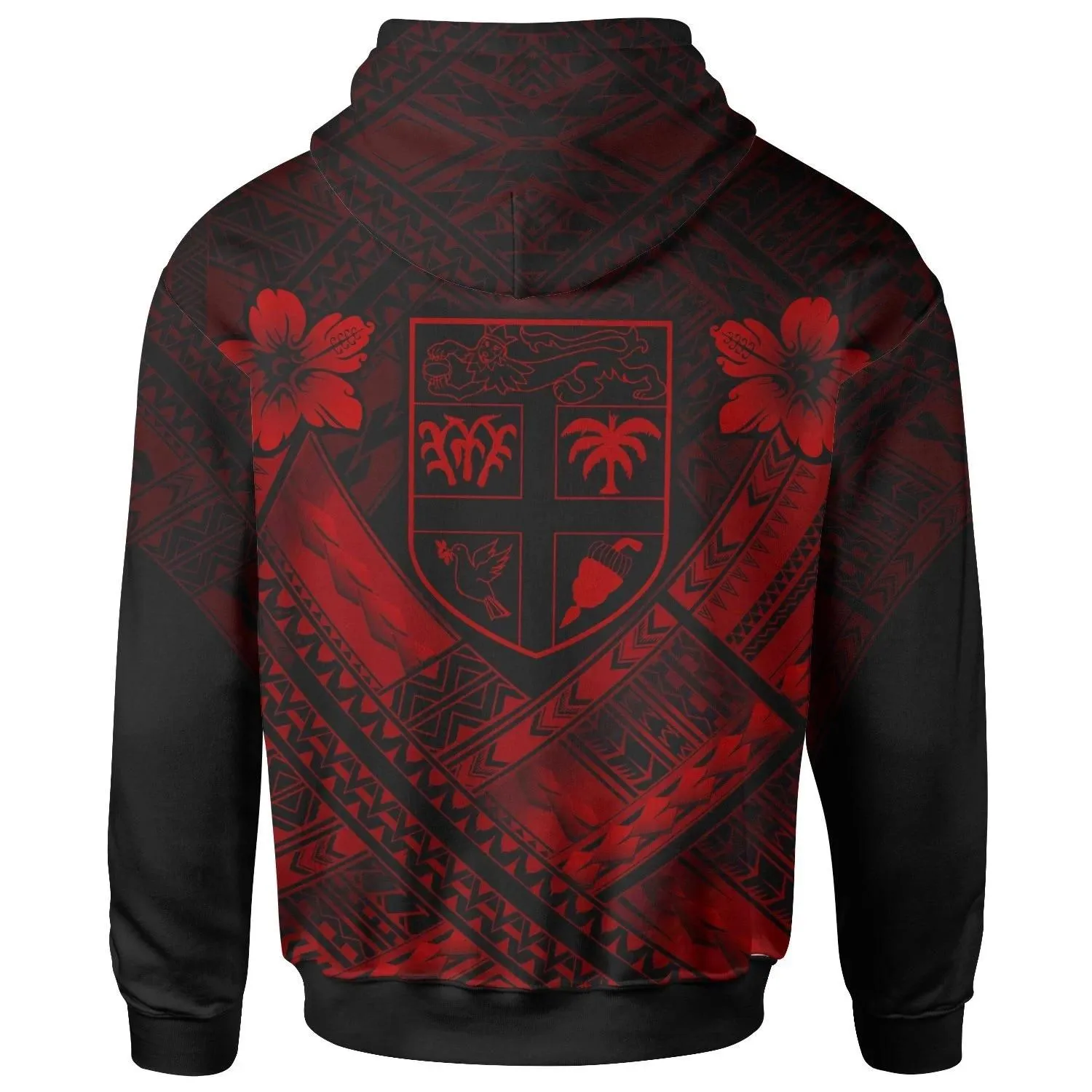 Fiji Polynesian Custom Personalised Hoodie- Fiji Red Seal Camisole Hibiscus Style - BN18