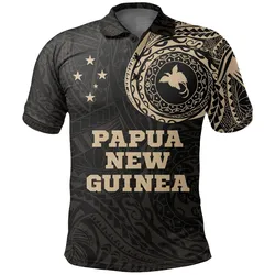 Papua New Guinea Polo Shirt - Papua New Guinea Flag Polynesian Tattoo