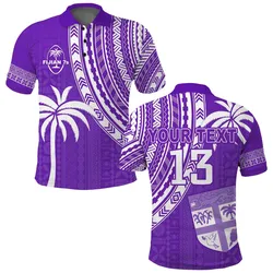 (Custom Text and Number) Fiji Rugby Sevens Polo Shirt Fijian 7s Tapa Polynesian Purple LT13