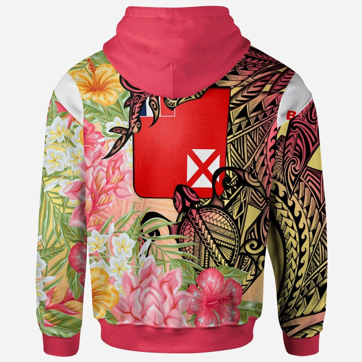 Wallis and Futuna Hoodie - Flowers Tropical With Sea Animals