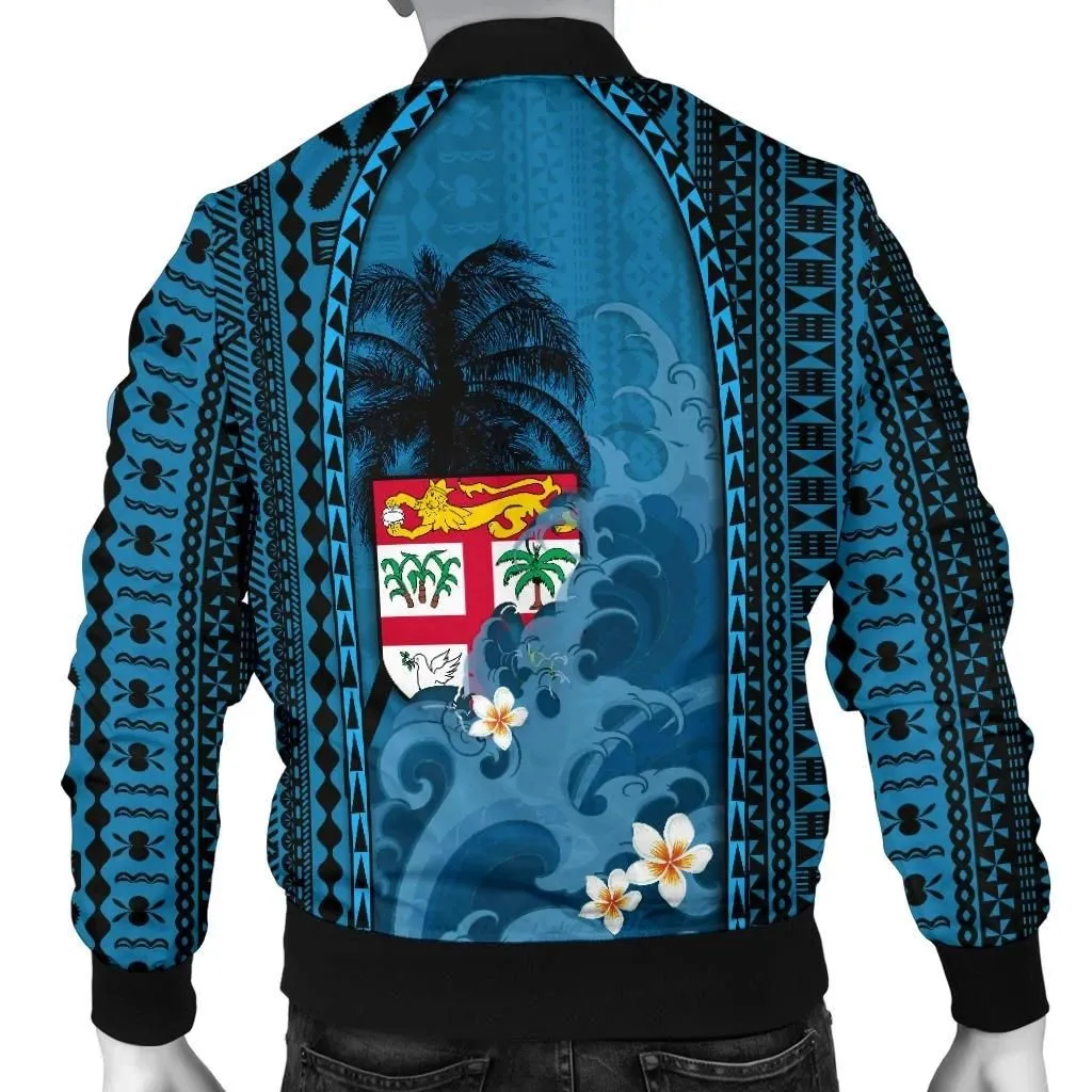FamilyGater Jacket - Bomber Jacket Fiji Coat Of Arms Polynesian With Hibiscus And Waves TH65