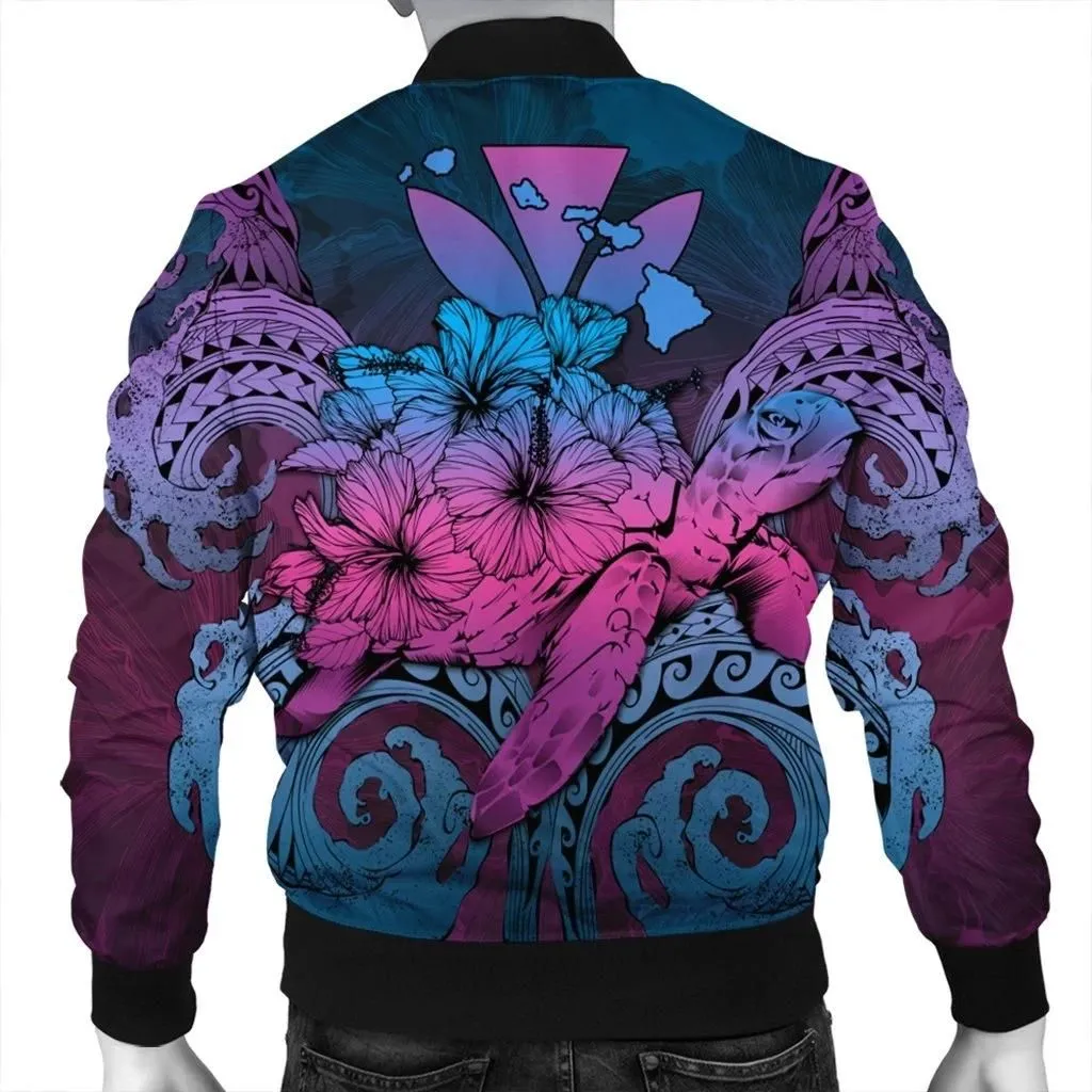 Alohawaii Jacket - Hawaii Turtle Wave Polynesian Bomber Jacket - Hey Style Blue - AH - J4R