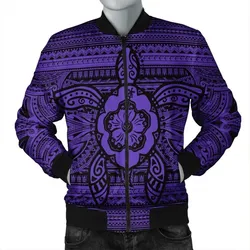FamilyGater Jacket - Hawaiian Turtle Polynesian Tribal Bomber Jacket Purple AH - J7R