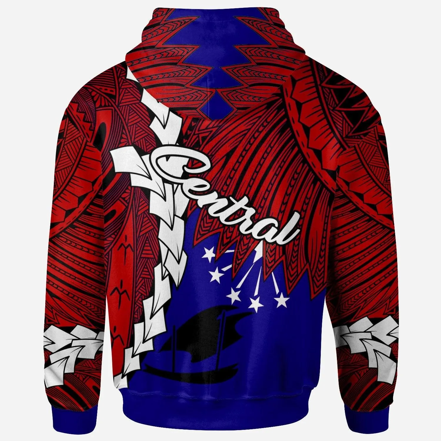 Papua New Guinea Central Province Polynesian Custom Personalised Hoodie - Tribal Wave Tattoo