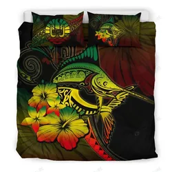 Tahiti Marlin And Hibiscus Bedding Set Bedroom Decor Colorful