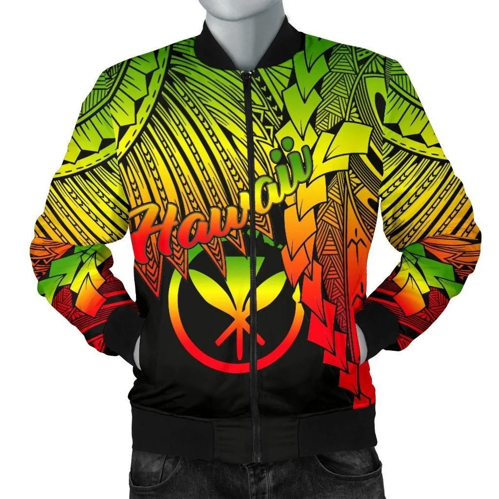 Polynesian Hawaii Mens Bomber Jacket - Tribal Wave Tattoo Reggae