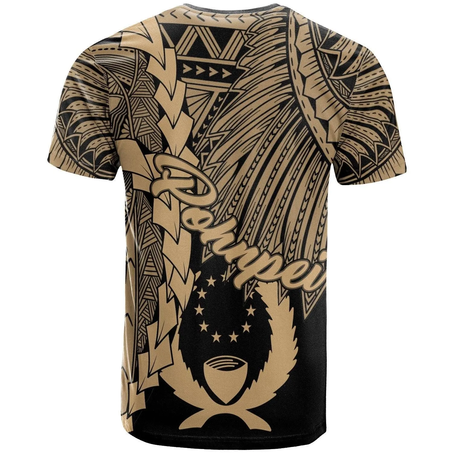 Pohnpei Micronesia T-Shirt - Tribal Wave Tattoo Gold