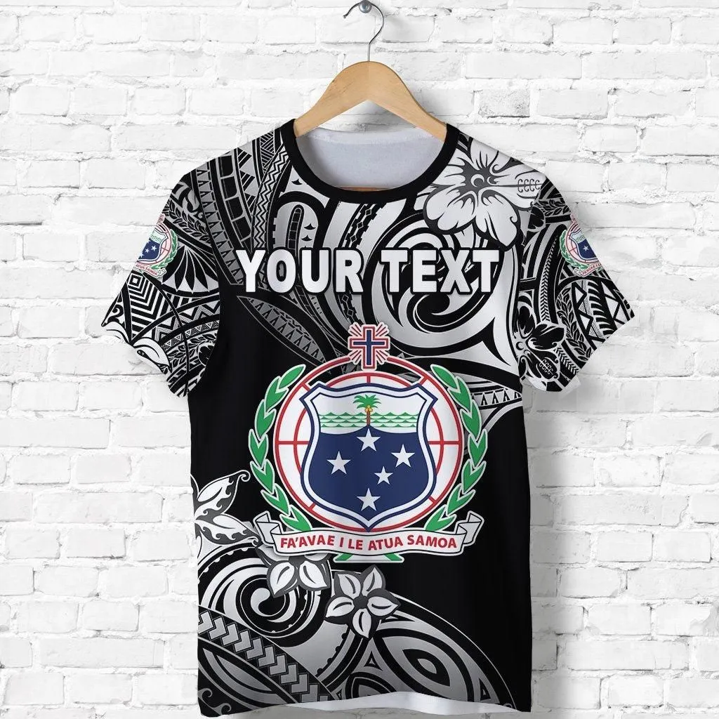 (Custom Personalised) Manu Samoa Rugby T Shirt Unique Vibes Coat Of Arms - Black