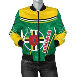 Dominica Women Bomber Jacket Circle Stripes Flag Version