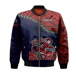 Weyburn Beavers Bomber Jacket Grunge Polynesian Tattoo - CA BASEBALL