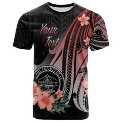 Palau Personalised Custom T shirt - Red Polynesian Hibiscus Pattern Style