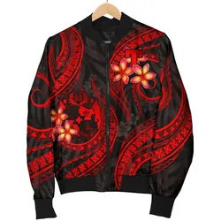 Tonga Polynesian Men Bomber Jacket - Red Plumeria - BN11