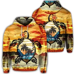 Alohawaii Hoodie - Hawaiian Turtle Plumeria Coconut Tree Polynesian Hoodie Gold - AH - J4R