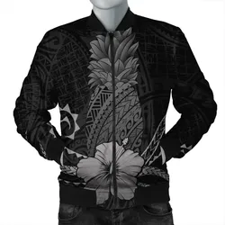 Alohawaii Jacket - Hawaii Polynesian Pineapple Hibiscus Bomber Jacket - Gray - AH - J4R