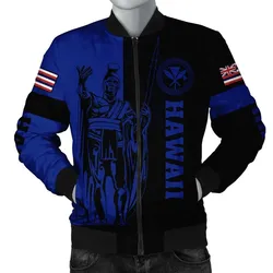 Polynesian Pride Jacket - Hawaii King Polynesian Bomber Jacket - Lawla Style Blue
