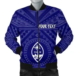Guam Personalised  Mens Bomber Jacket- Guam Seal With Polynesian Tattoo Style (Blue)