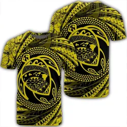 Hawaiian Kanaka Honu Hibiscus Tornando Polynesian Yellow T-Shirt - AH