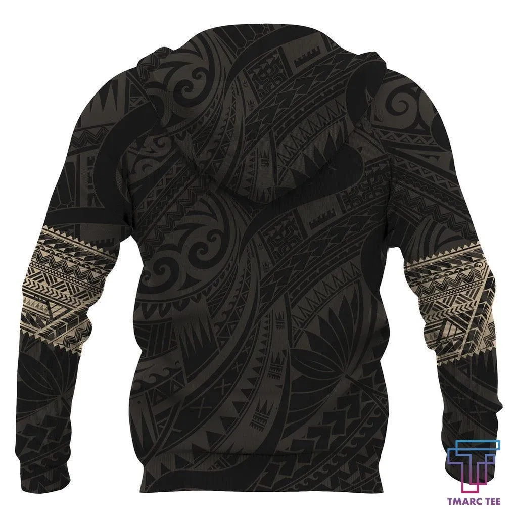 Tmarc Tee Polynesian Hoodie Tattoo Style Gold NVD1332
