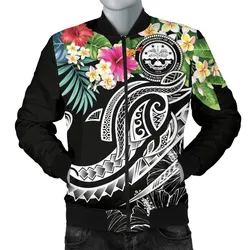 FSM Polynesian Mens Bomber Jacket - Summer Plumeria (Black)