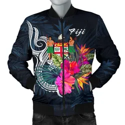 Fiji Polynesian Mens Bomber Jacket - Tropical Flower