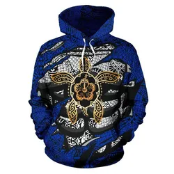 Aloha Turtle Hibiscus Polynesian Blue Hoodie Bt08