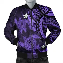 FamilyGater Jacket - Hawaii Polynesian Turtle Hibiscus Bomber Jacket - Purple - AH - J4R