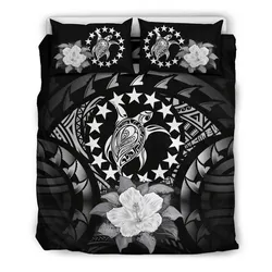 Alohawaii Bedding Set - Cover and Pillow Cases Cook Islands Gray Hibiscus A02