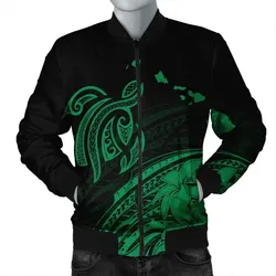 Alohawaii Jacket - Hawaii Turtle Polynesian Map Plumeria Bomber Jacket Green - AH - JR