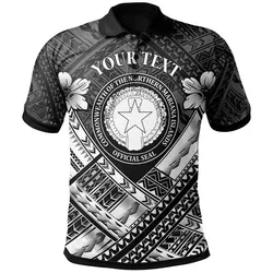 Northern Mariana Islands Custom Polynesian Polo Shirts - CNMI Seal Camisole Hibiscus Style (White)- BN18