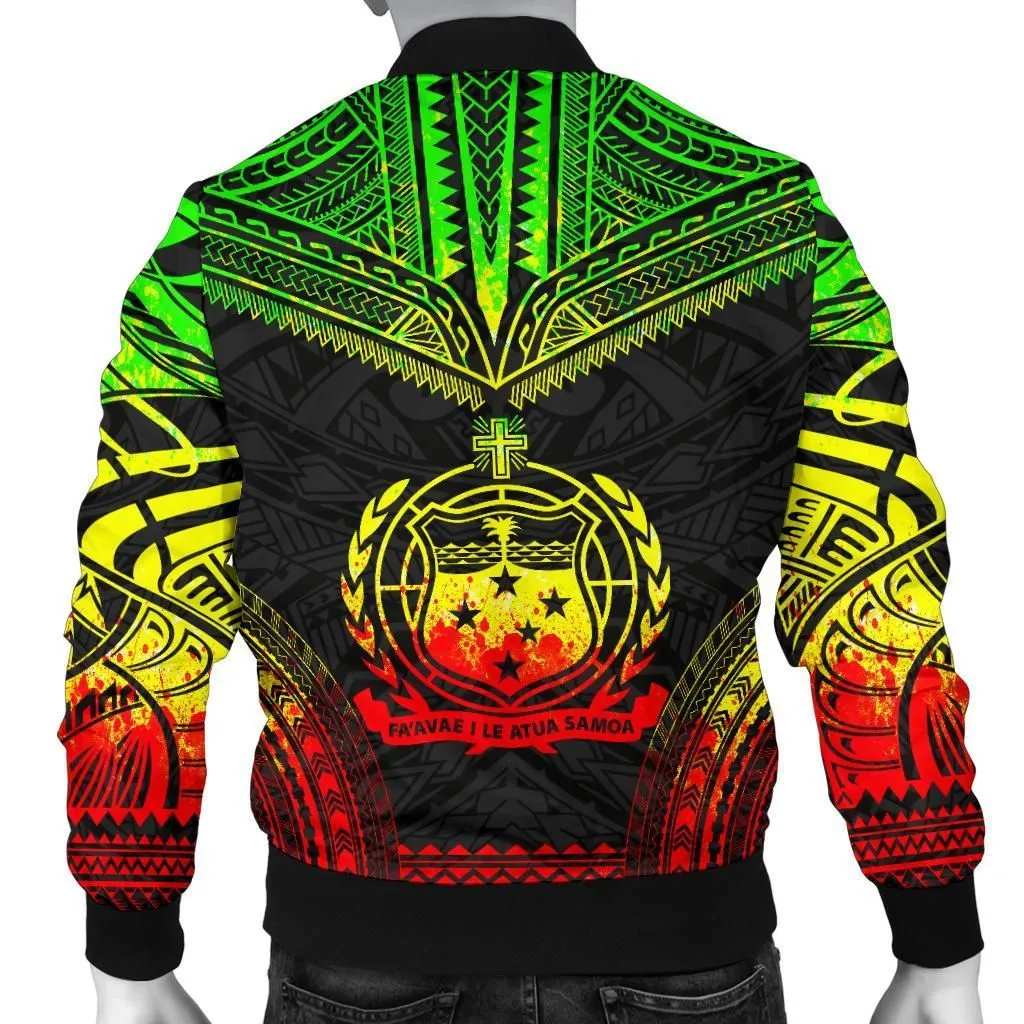 Samoa Polynesian Chief Men's Bomber Jacket - Reggae Version - Bn10